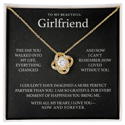 To my Beautiful Girlfriend, With All My Heart Love Knot Necklace